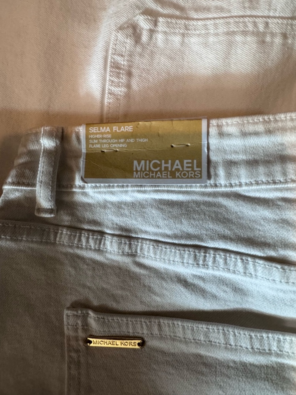 Michael Kors Selma High-Rise White Flare Jeans - Women size 14 NWT - Picture 4 of 6